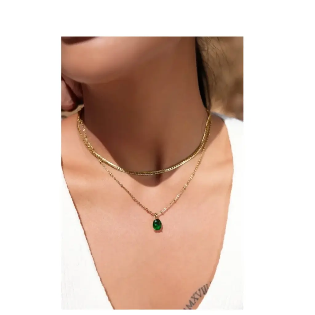 綠色橢圓寶石項鍊
