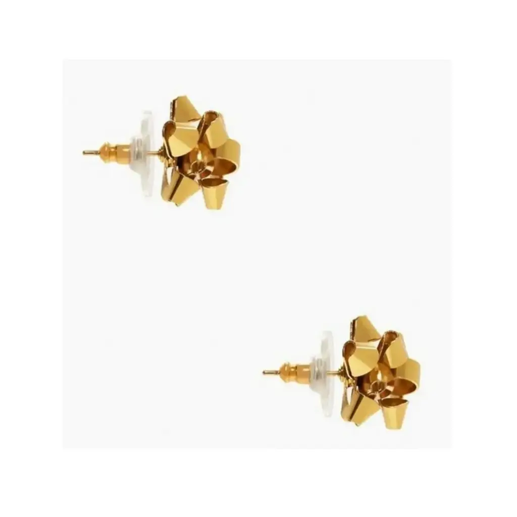 布爾喬亞風格金色蝴蝶結耳釘