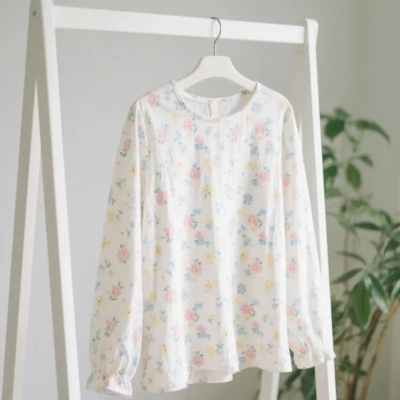 舒適碎花長袖衫