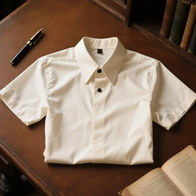 典雅素色短袖襯衫