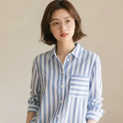 條紋襯衫長袖上衣女裝