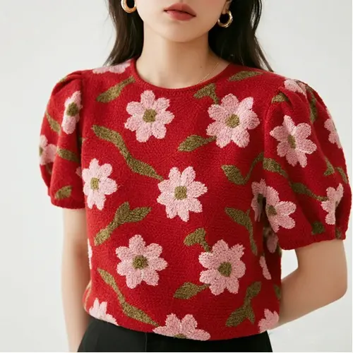 時尚舒適立體花上衣