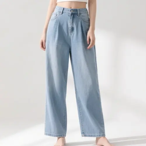 薄款寬鬆牛仔褲