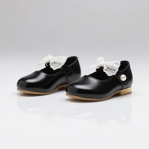 女童公主真皮黑皮鞋