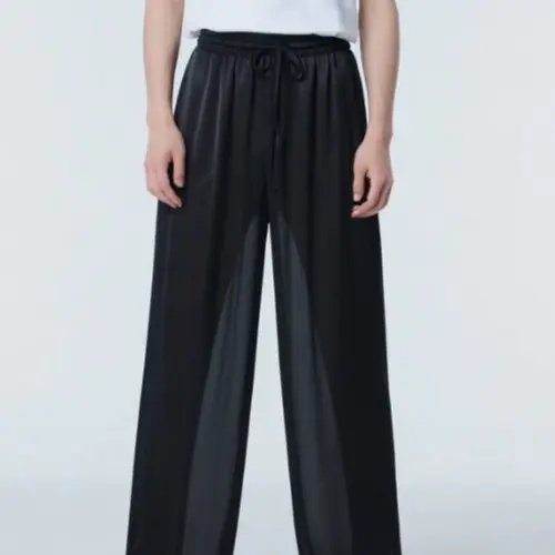 冰絲休閒薄款寬鬆直筒長褲男