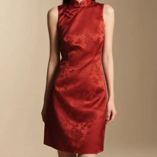 精緻新中式背心短式連衣裙