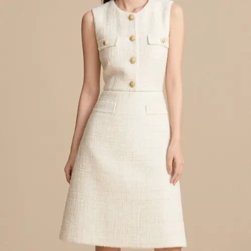 女神氣質小香風無袖連衣裙