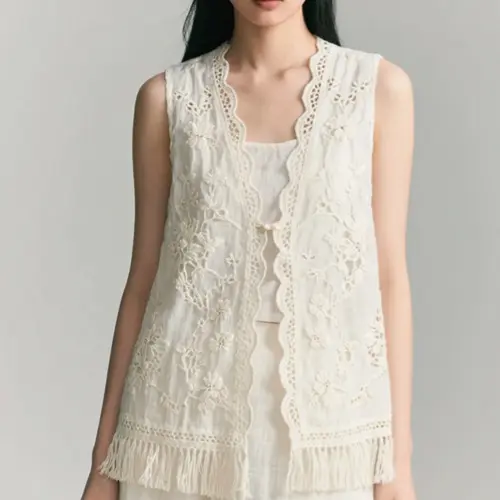 绣花镂空马甲复古外搭叠穿薄开衫