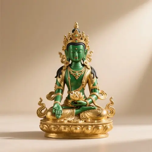 純銅貼金密宗綠度母佛像藏傳觀音佛像化身聖救度佛母擺件