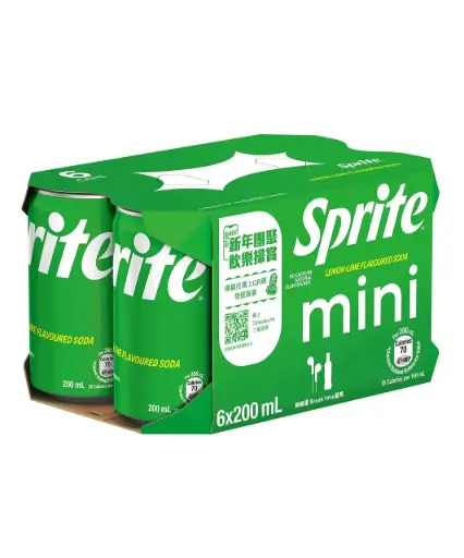 雪碧檸檬口味小罐汽水200ml×6瓶