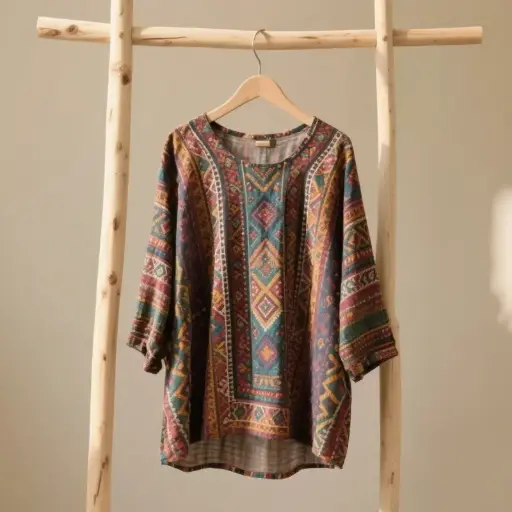 民族風印花寬鬆衫