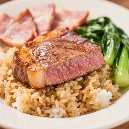 牛扒火腿飯