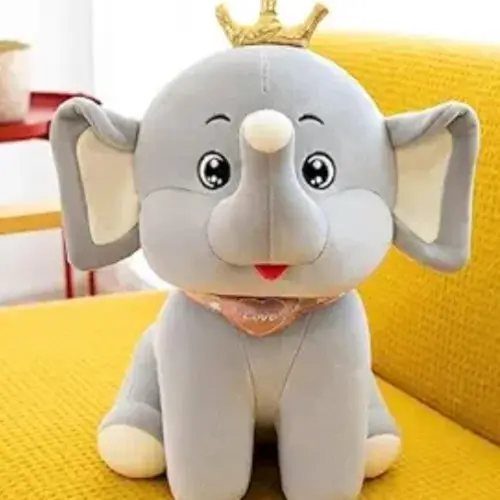皇冠大象柔軟絨毛填充玩偶