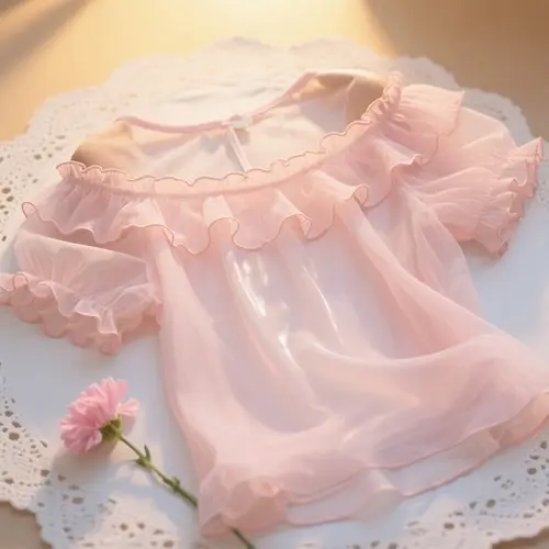 露肩荷葉邊雪紡上衣