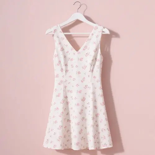 碎花V領連身短裙