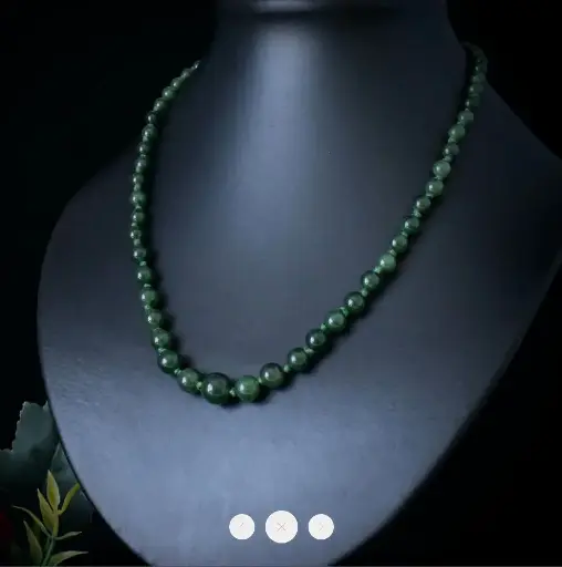 復古漸變軟玉玉珠項鍊 9K 金扣