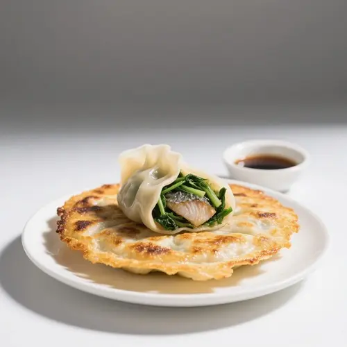 野葛菜生魚煎餃子
