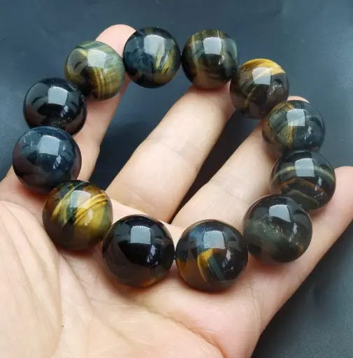 黃藍虎眼石療癒水晶串珠手鍊