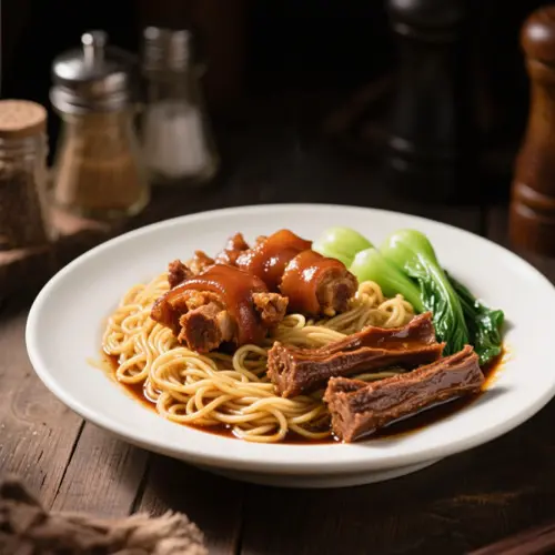 南乳豬手拼柱侯牛孖根撈麵